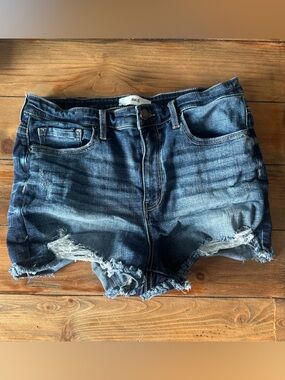 BKE Parker Dark Blue Distressed Denim Shorts